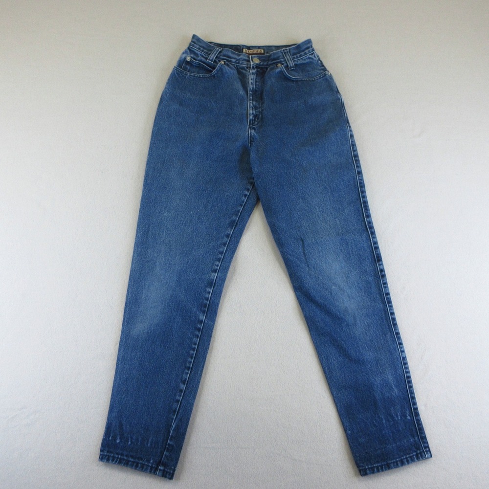 Memphis Jeans Womens 7/8 VTG Blue High Waisted Mom Jeans Tapered Leg 100% Cotton